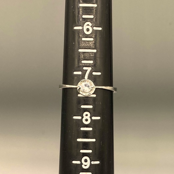 Crystal Solitaire Ring in Halo-Type Setting - Picture 3 of 4